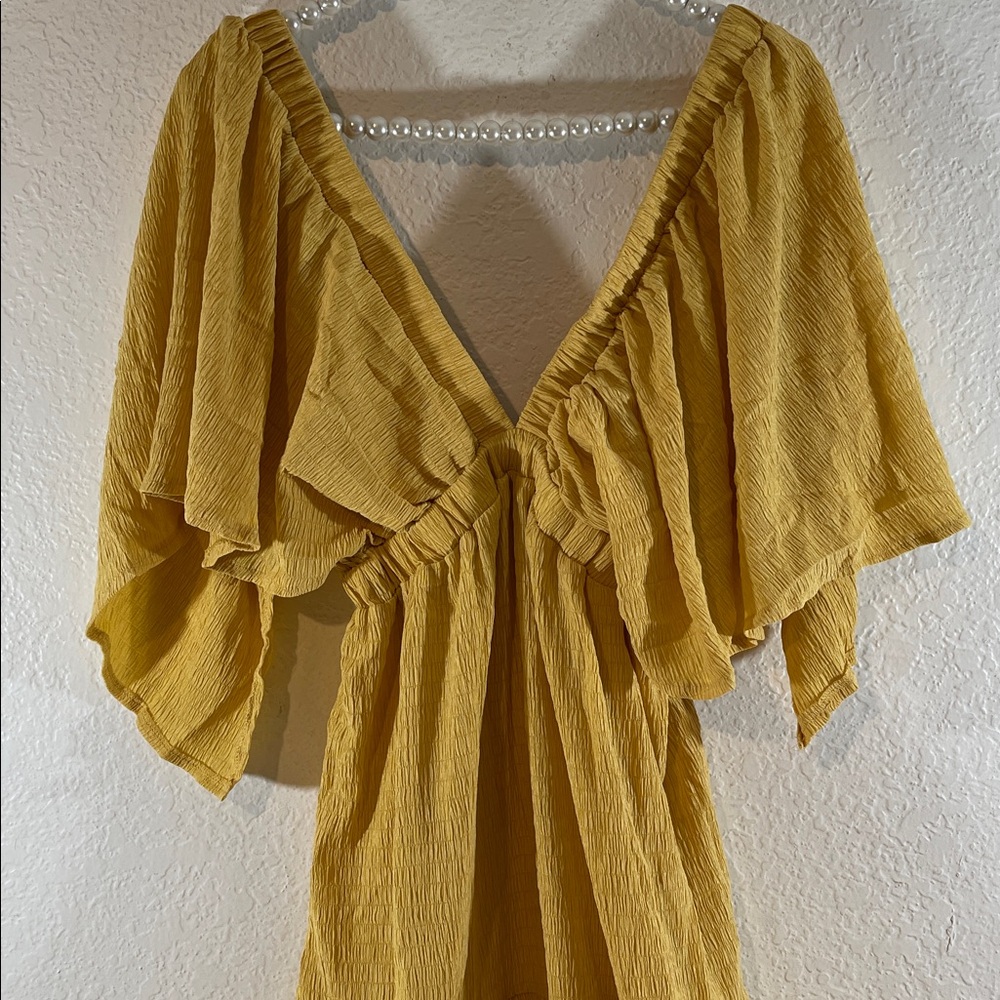 SUNNOW Women's Summer Maxi Dress Flowy Loose Fit V-Neck Tiered Yellow Size M NEW - Picture 4 of 14